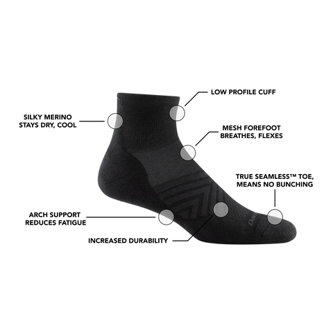 Men's Run Quarter Cushioned Ultra-Lightweight Running Socks